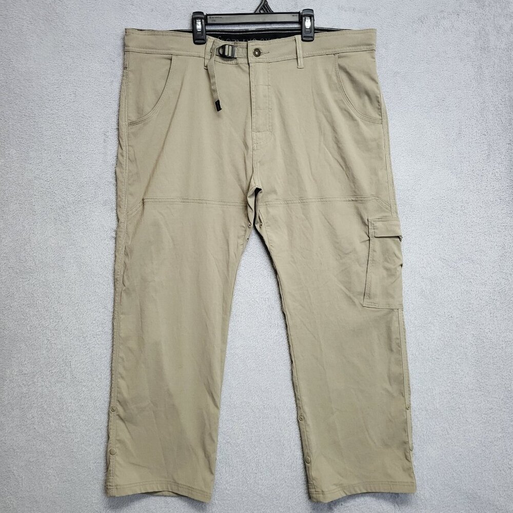 prAna Pants Mens 40x27 Tan Zion Stretch Cargo Belted Roll Up Outdoor Hiking